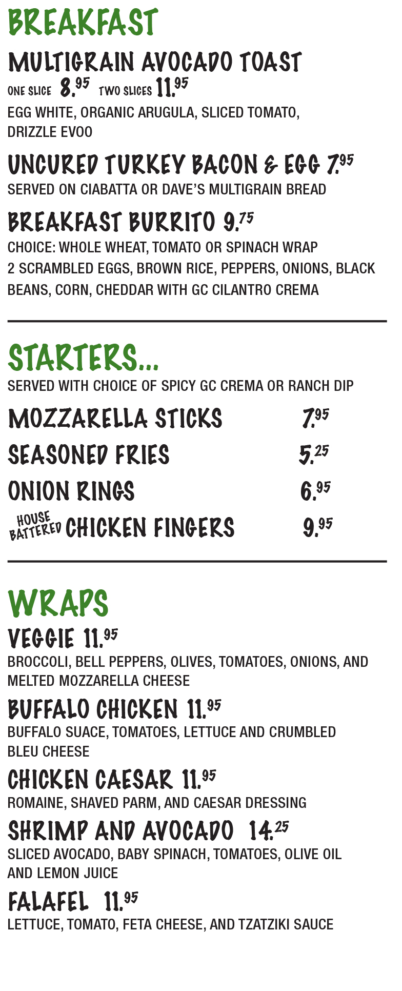 BREAKFAST - STARTERS & WRAPS 