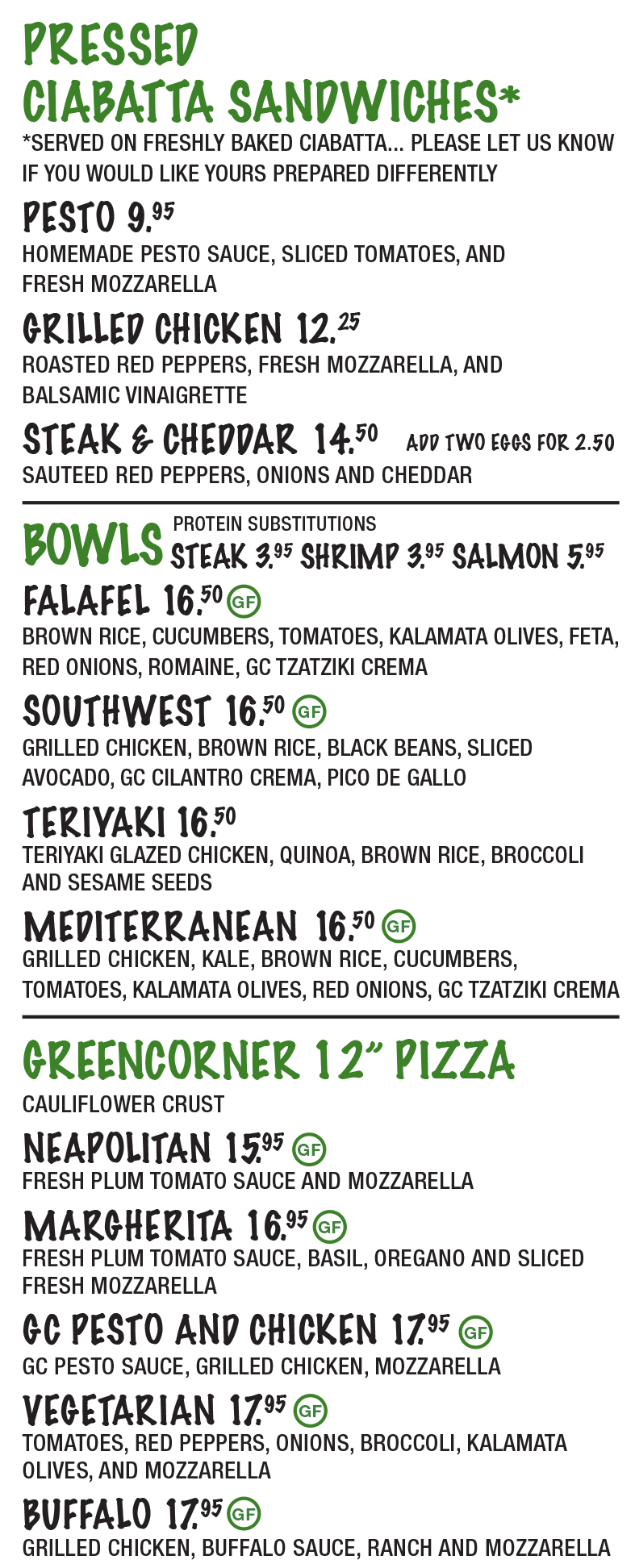 SANDWICHES - BOWLS & PIZZA