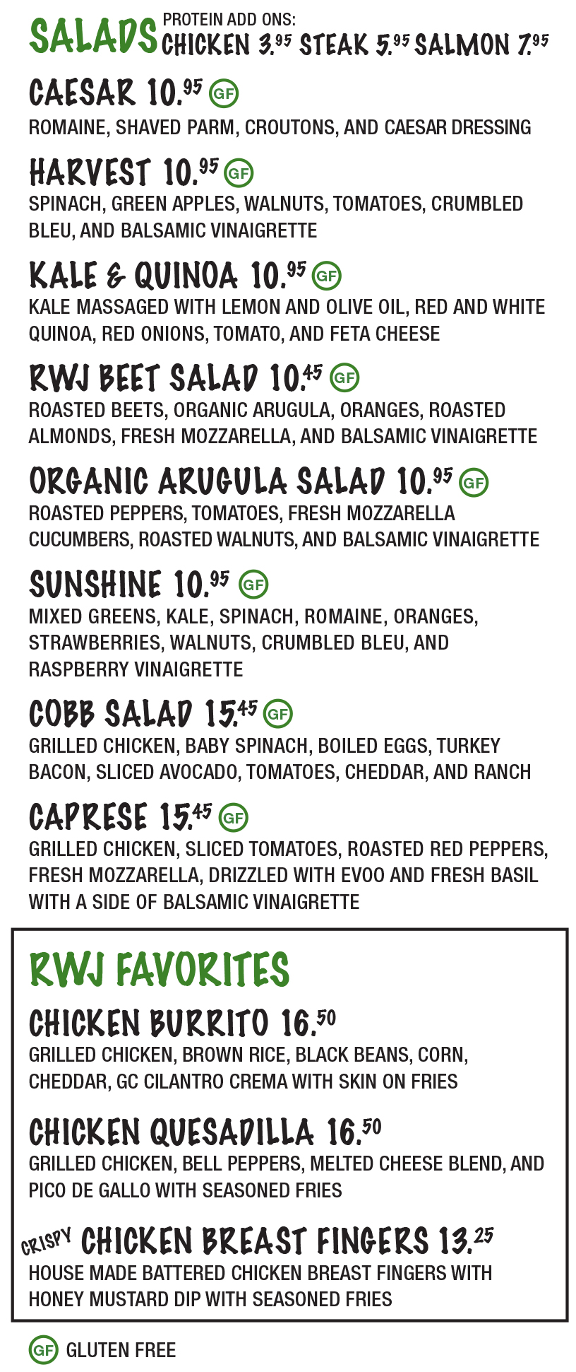 SALADS & RWJ FAVORITES